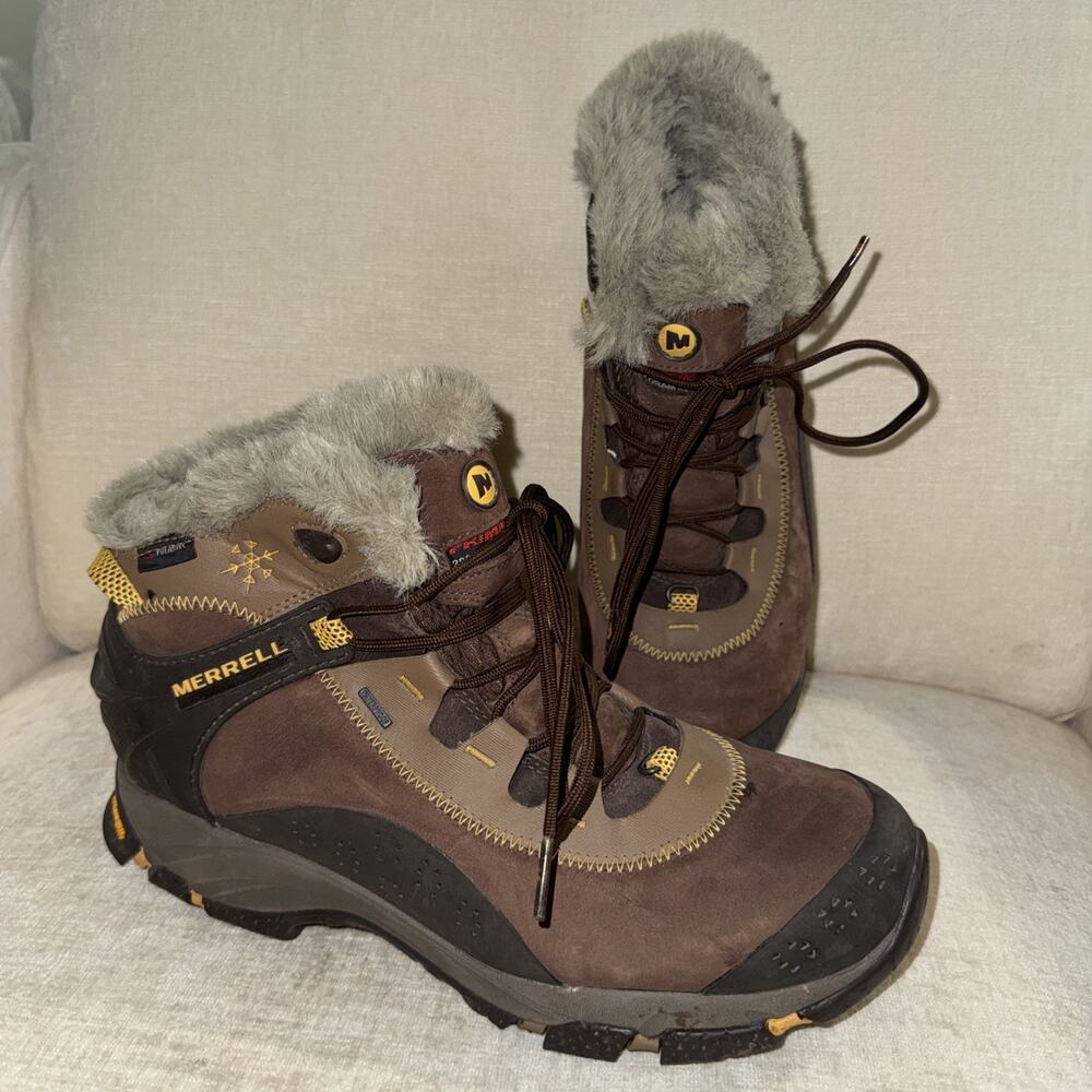 Merrell Womens Sz 10 Thermo Arc 6 Coffee Polartec 200G Waterproof Hiking Boots